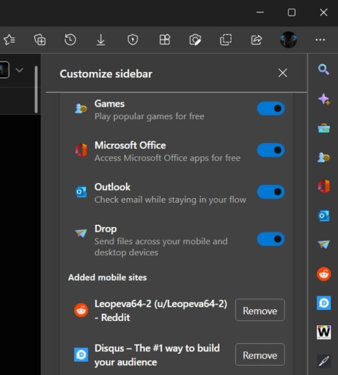 微软 Win11/10 Edge 浏览器仍在测试“侧边栏”小工具，新增收藏夹