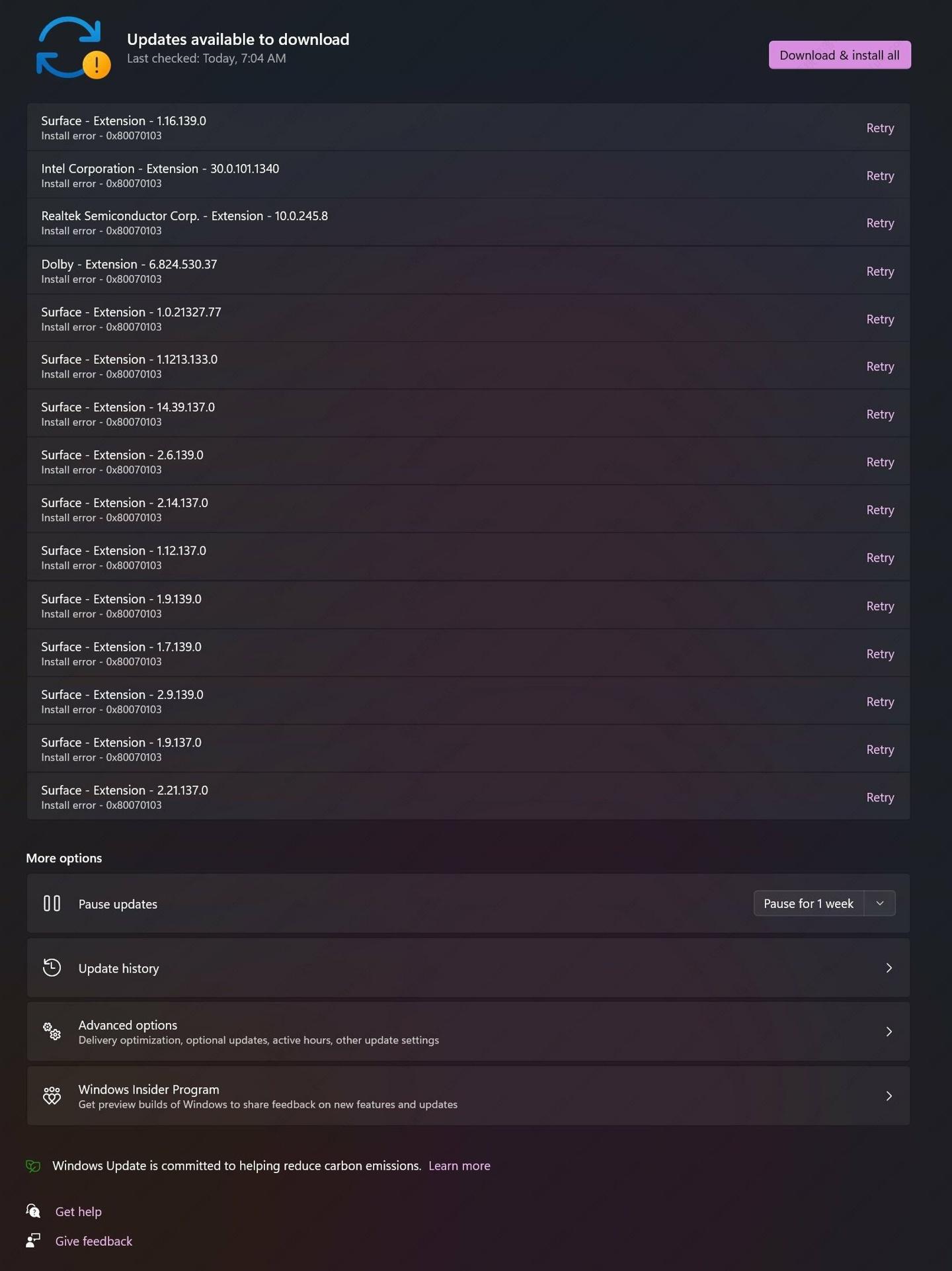 微软2月更新导致Win11 22H2更新驱动失败，出现0x80070103错误！