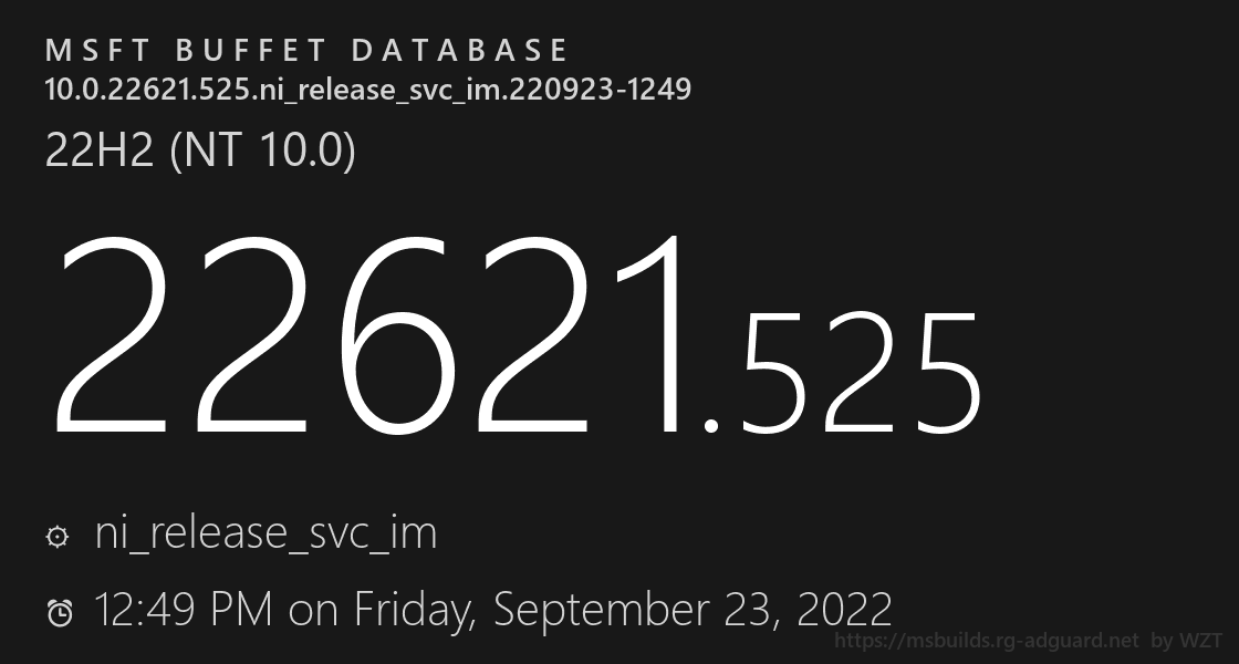 Win11 22H2正式版22621.525(KB5019311)发布！