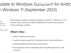 微软推送Win11安卓子系统（WSA）2308.40000.3.0 更新！