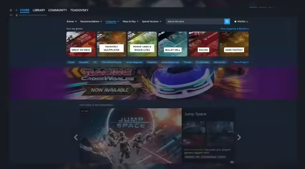 Steam 全新界面上线！统一菜单系统提升浏览和搜索游戏效率
