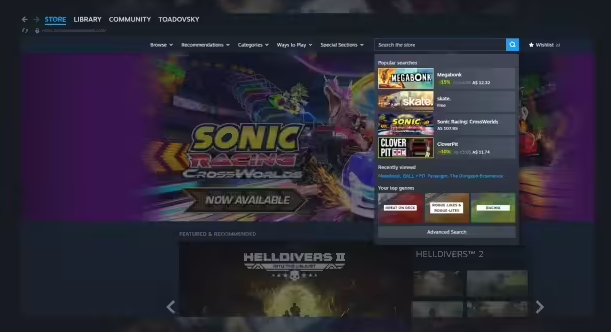 Steam 全新界面上线!统一菜单系统提升浏览和搜索游戏效率