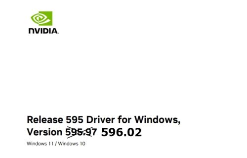 英伟达发布最新 NVIDIA 热修复驱动 596.02！附更新日志和下载地址