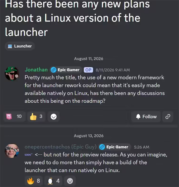 Epic 官方证实!原生 Linux 版游戏启动器正在开发